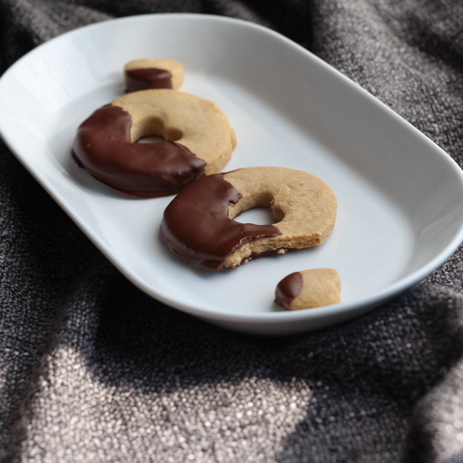 complicated chocolate dipped shortbread.