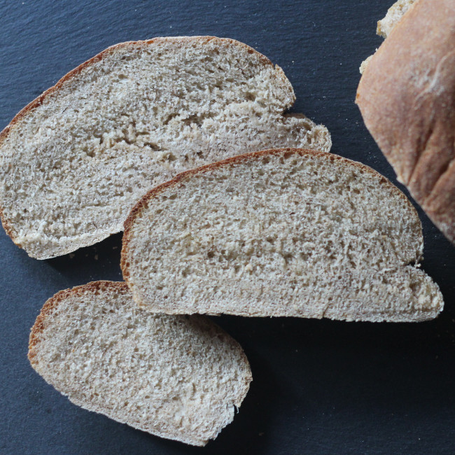 dreary sour crusty bread.