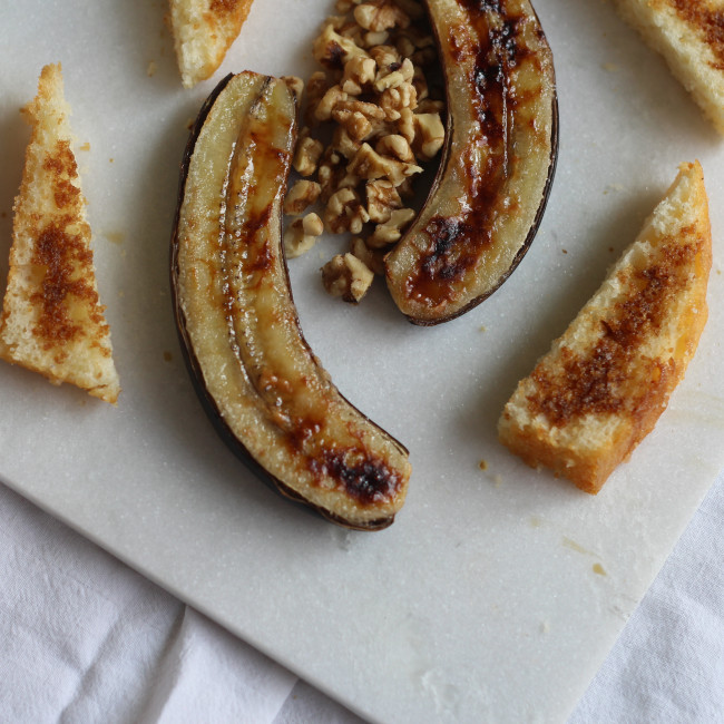 energized bruleed banana with coffee-glazed pound cake