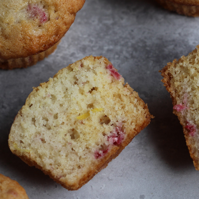 vibrant lemon raspberry muffins.